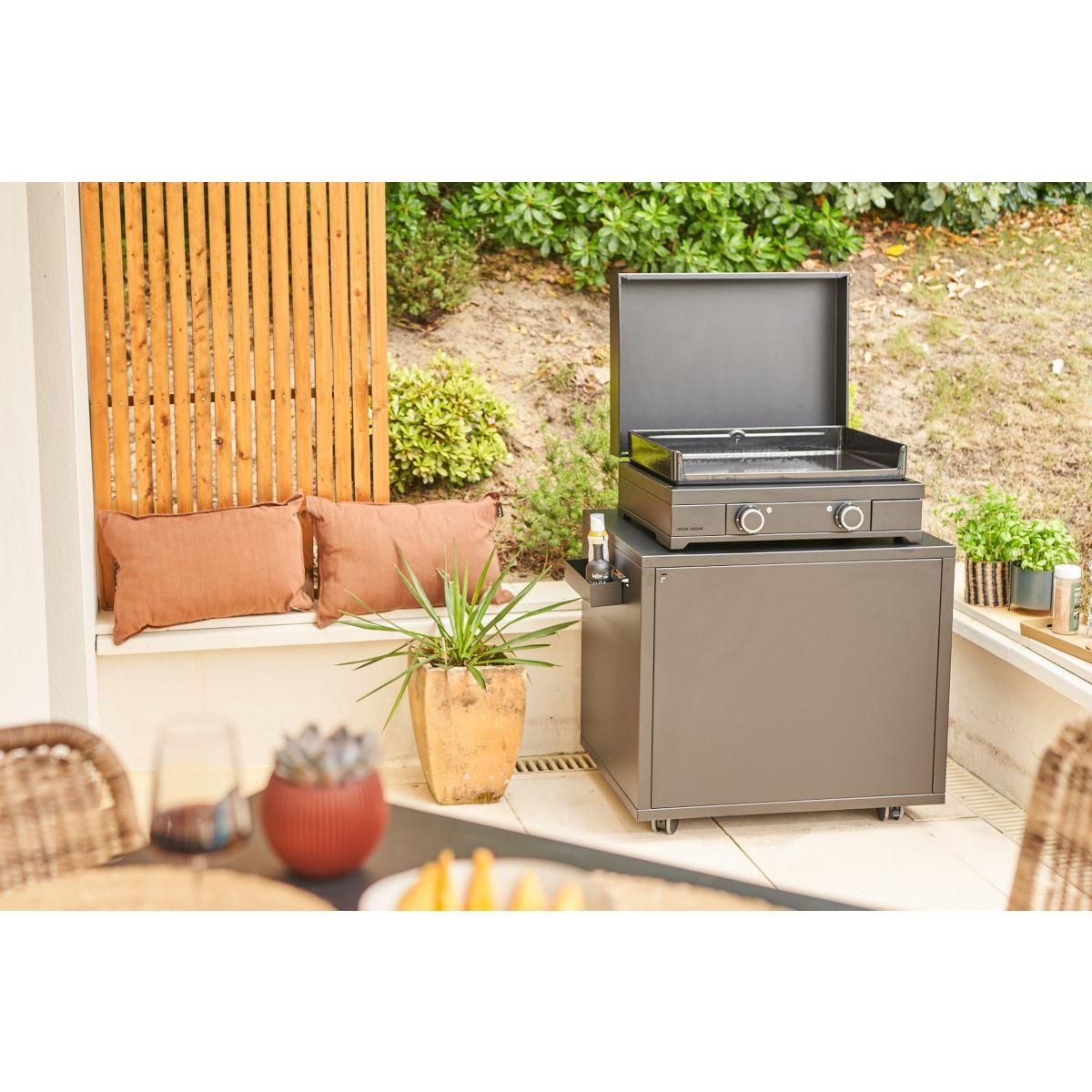 FORGE ADOUR Chariot Plancha DRPAF N Noir Roulant Acier Fermé  colmpatible plancha 80 cm DRPAF N Roulant Plancha Acier Fermé Noir