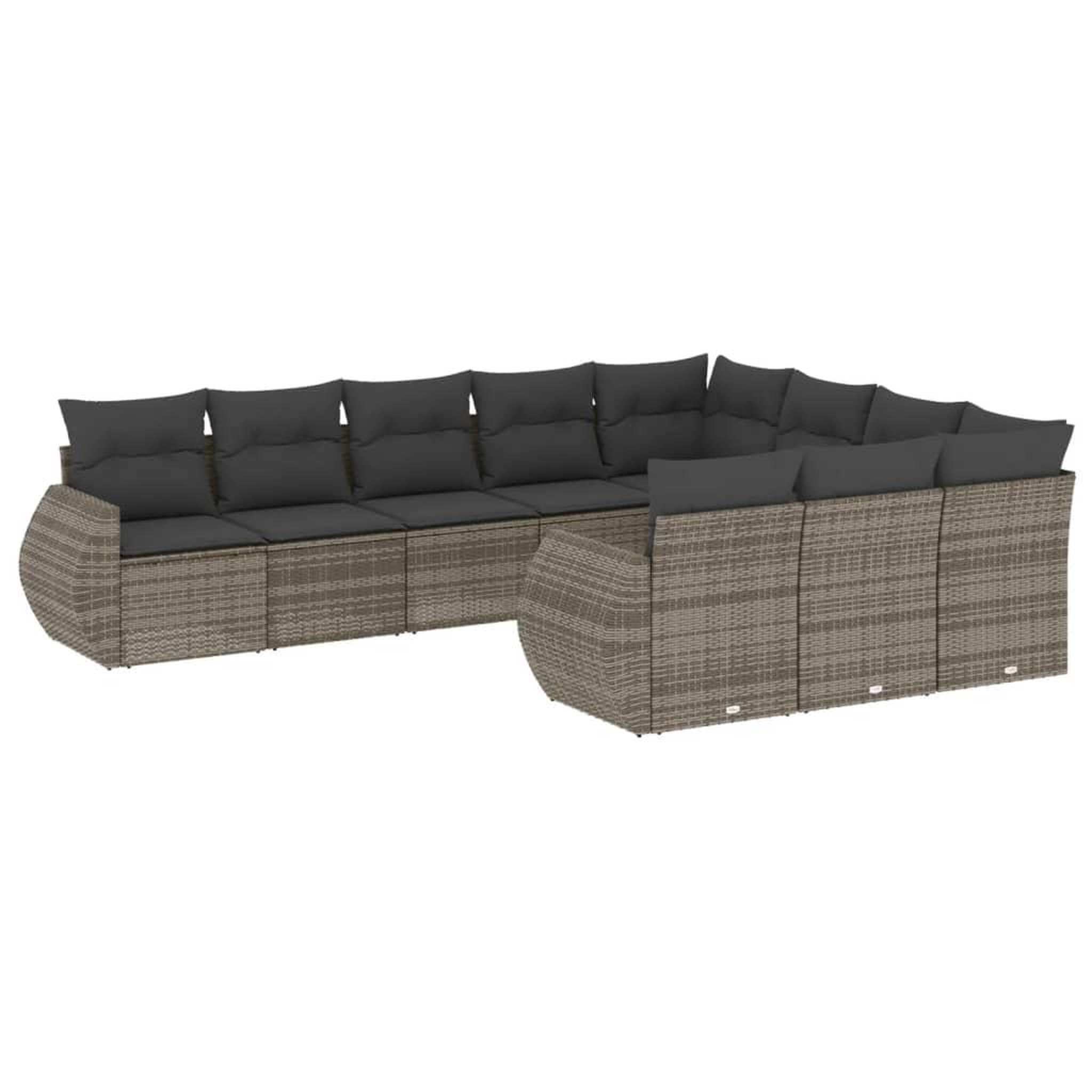 Voir la diapositive 2 : VIDAXL Salon de jardin avec coussins 10 pcs gris resine tressee