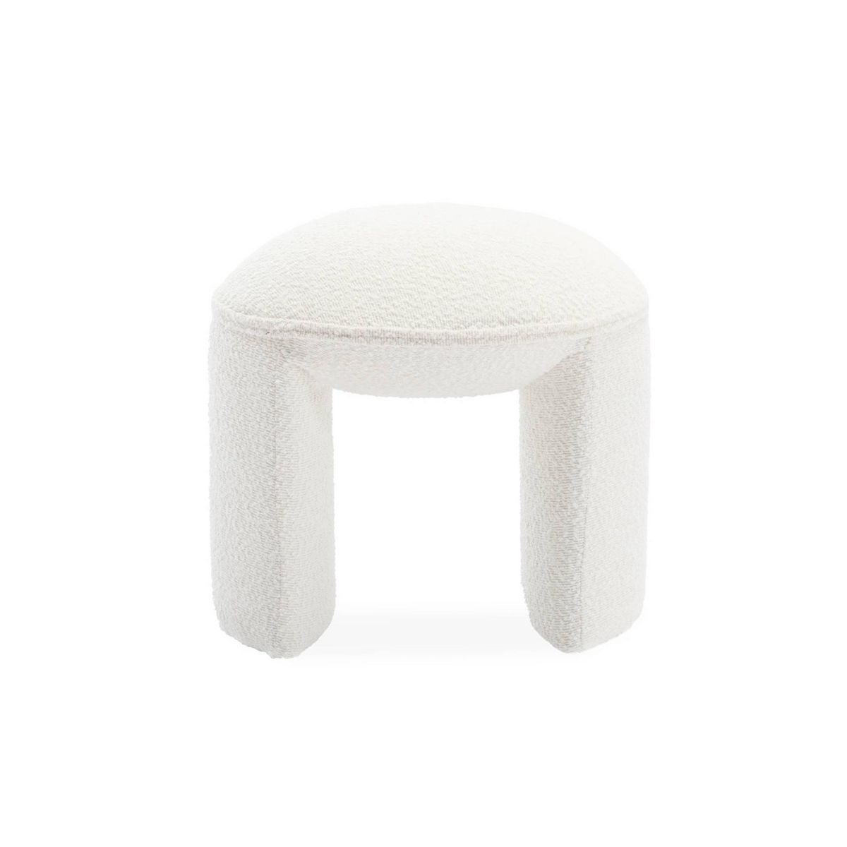 SWEEEK Tabouret. pouf bouclette texturée blanche L 44 x P 44 x H 42cm -SHAWN