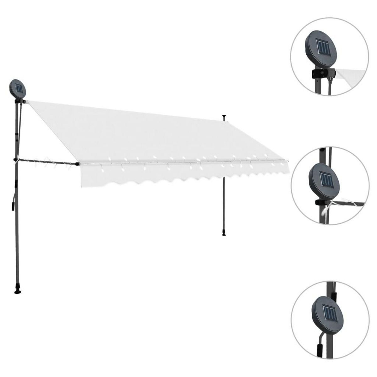 VIDAXL Auvent manuel retractable avec LED 400 cm Creme