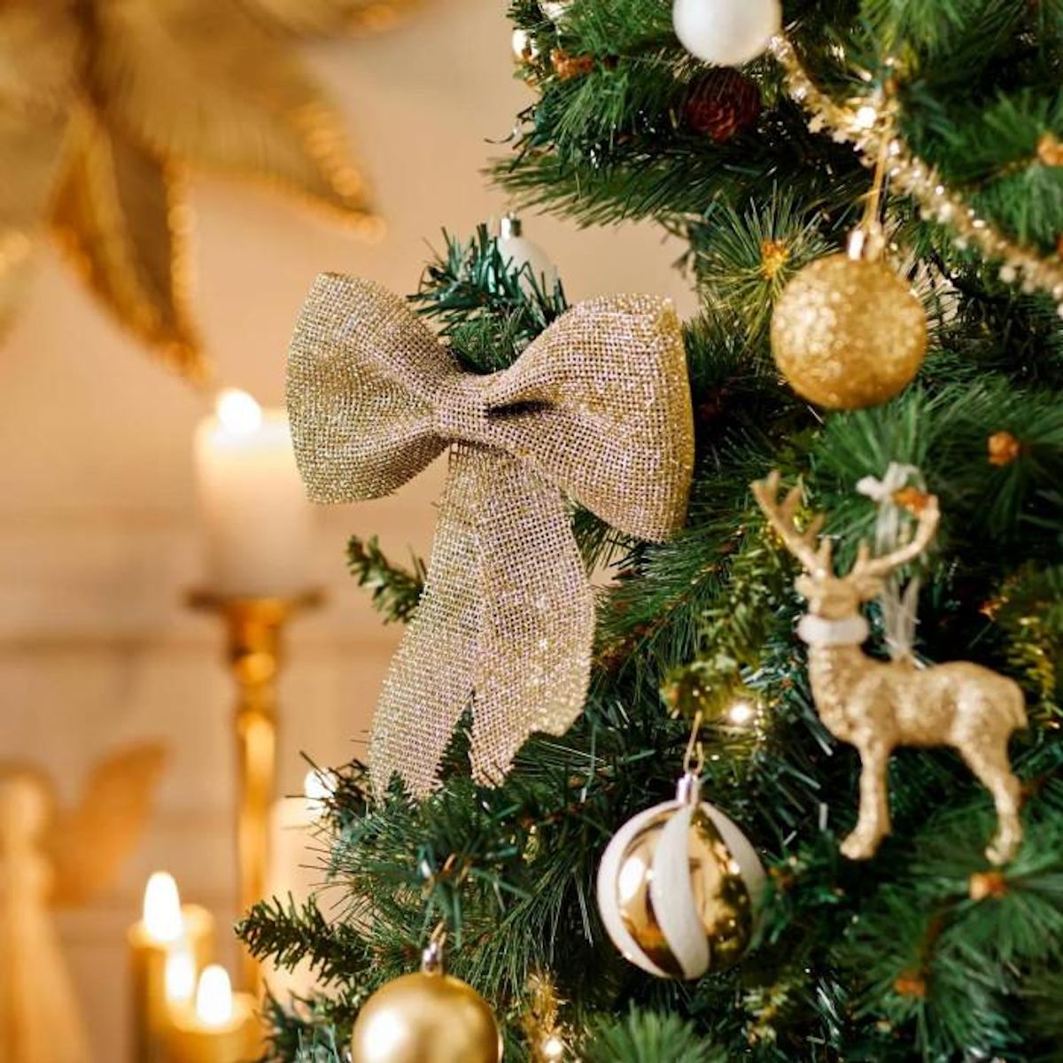 FEERIC LIGHT & CHRISTMAS Nœud Déco  Héritage  24cm Champagne & Or