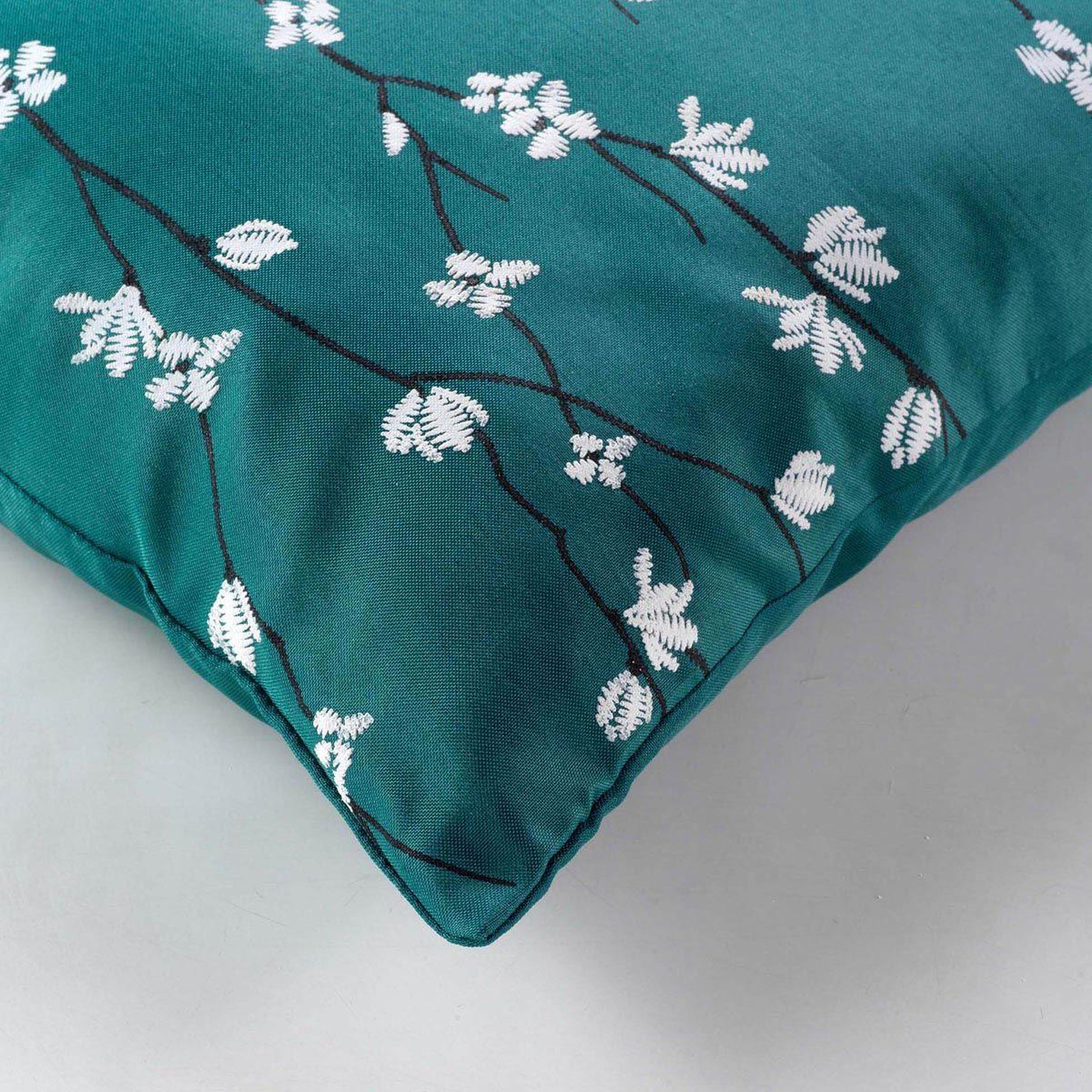 Voir la diapositive 2 : Douceur d'Intérieur Coussin déco imprimé  sakura  45x45cm vert emeraude