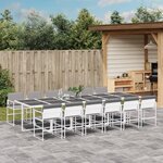 VIDAXL Ensemble a manger de jardin avec coussins 13pcs blanc textilene