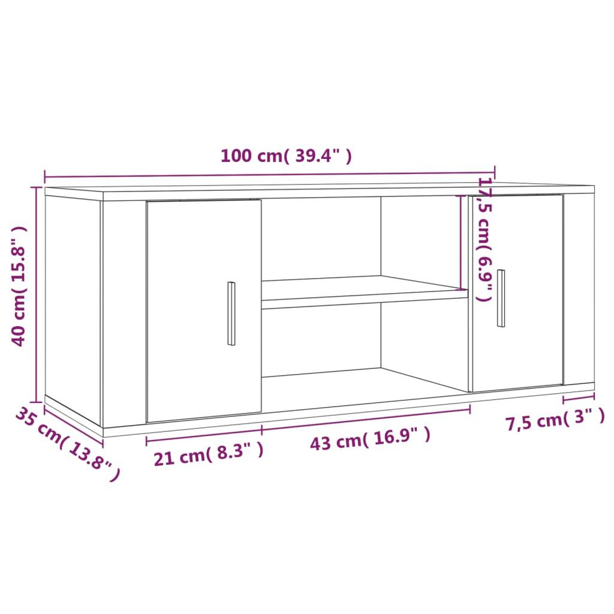 Voir la diapositive 6 : VIDAXL Meuble TV Gris beton 100x35x40 cm Bois d'ingenierie