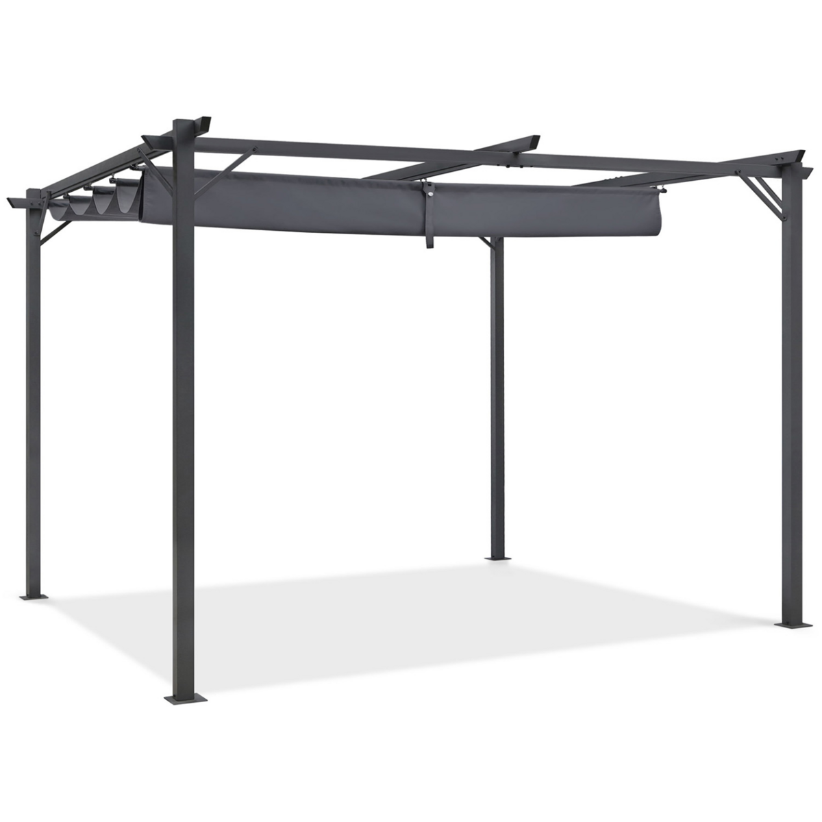 ID MARKET Pergola toit rétractable 4 pieds 3x4 M tonnelle gris anthracite