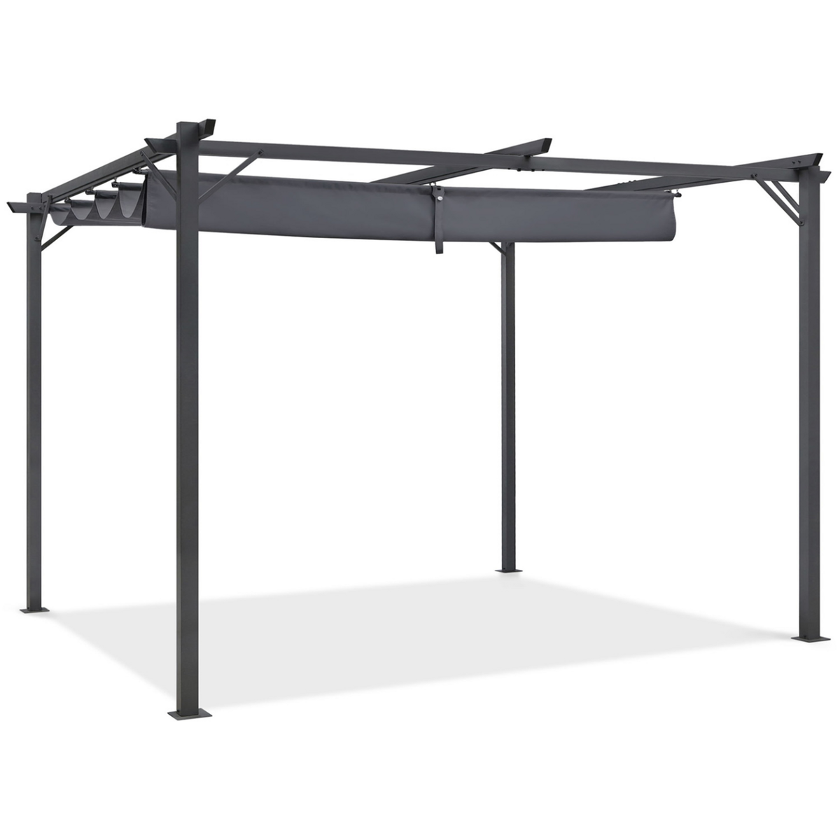 ID MARKET Pergola toit rétractable 4 pieds 3x4 M tonnelle gris anthracite