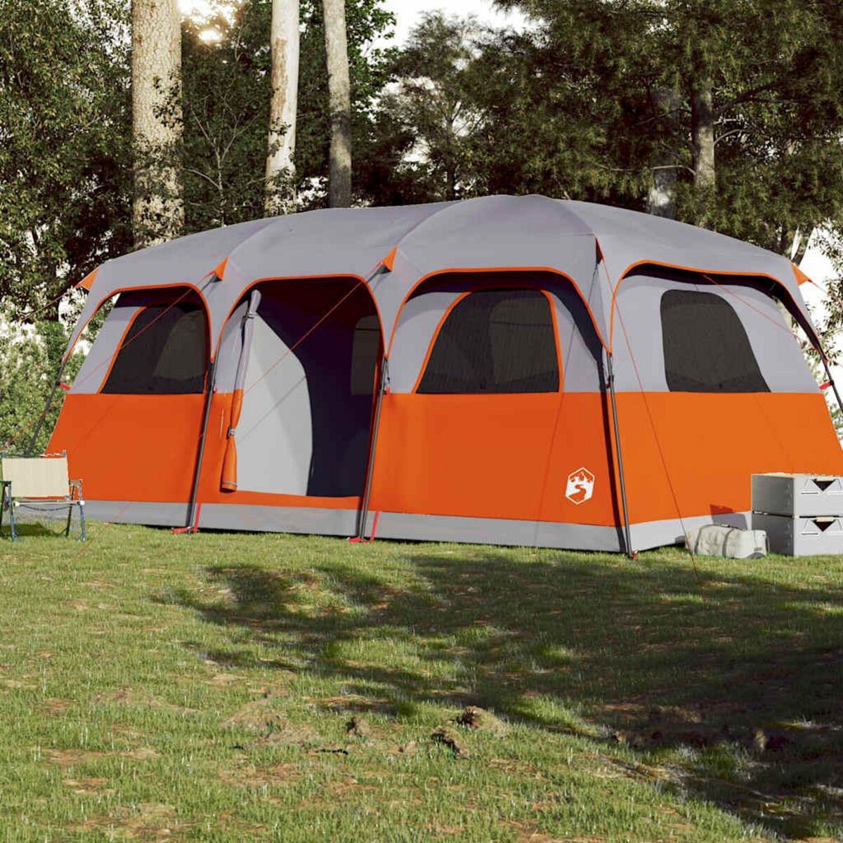 VIDAXL Tente de cabine familiale 9 personnes gris impermeable