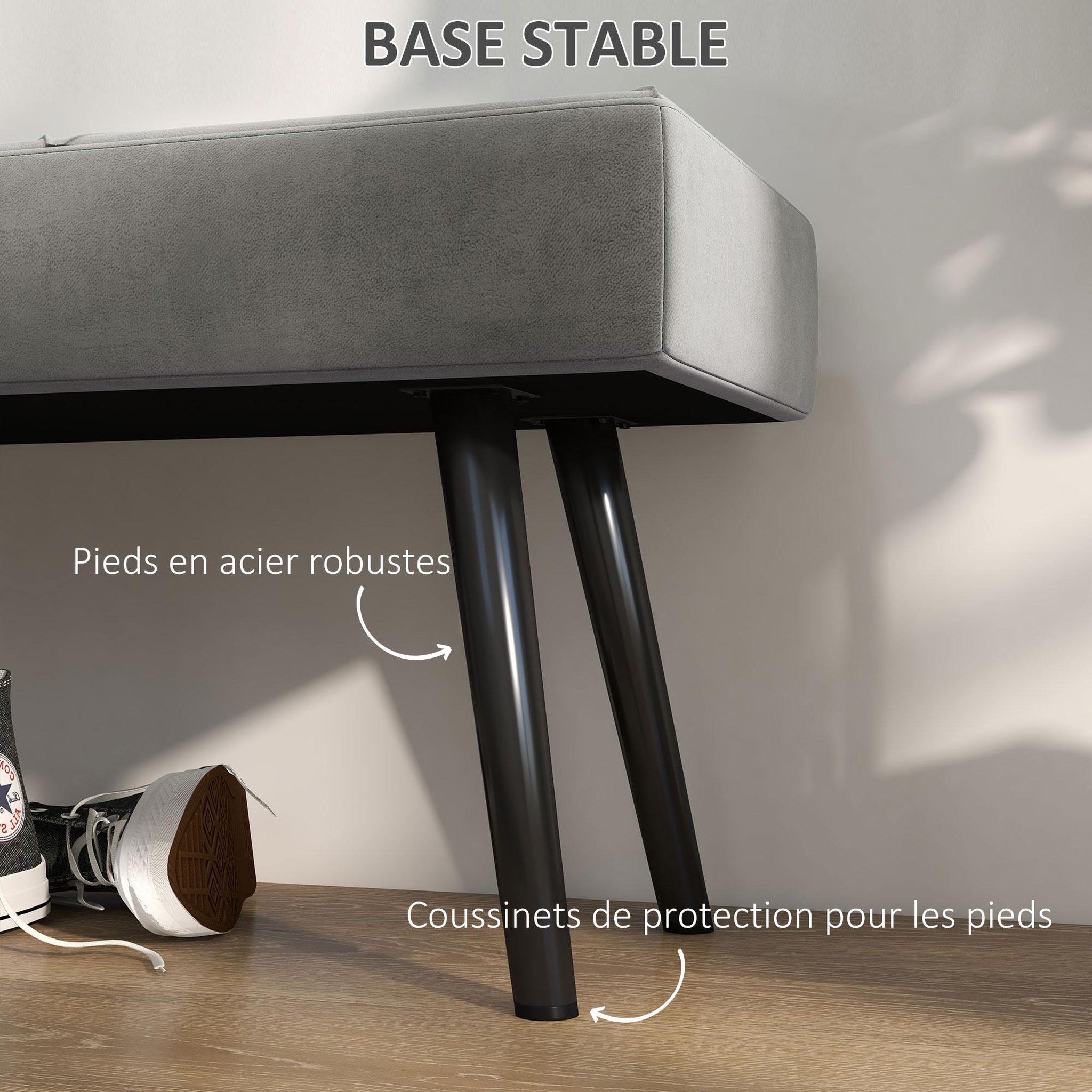 Voir la diapositive 5 : HOMCOM Banquette bout de lit design contemporain noir gris