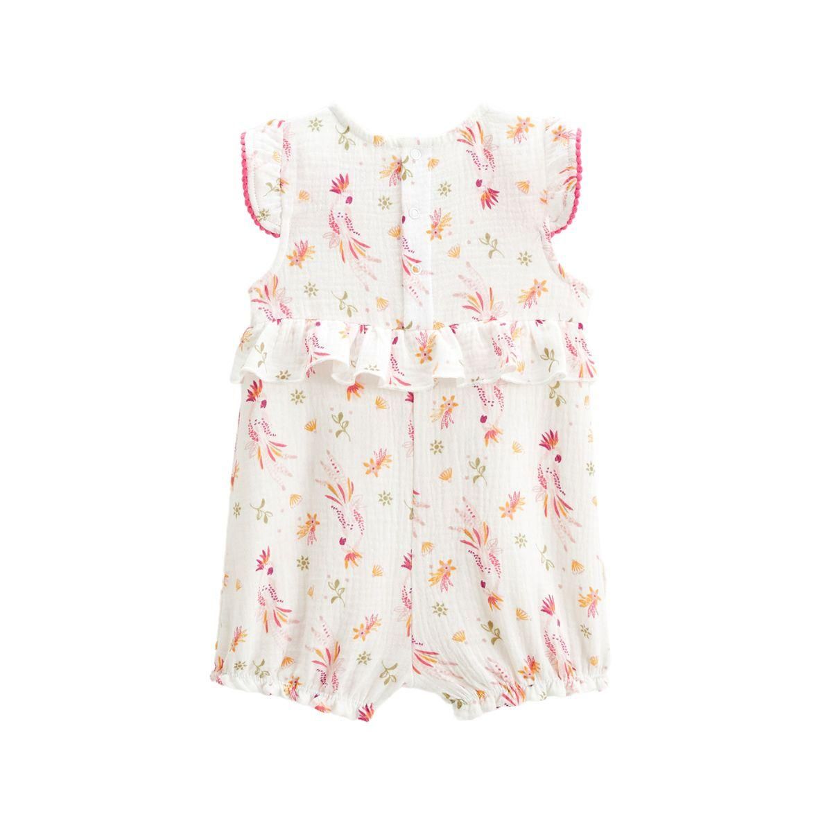 Petit Béguin Barboteuse bébé en gaze de coton Fiesta