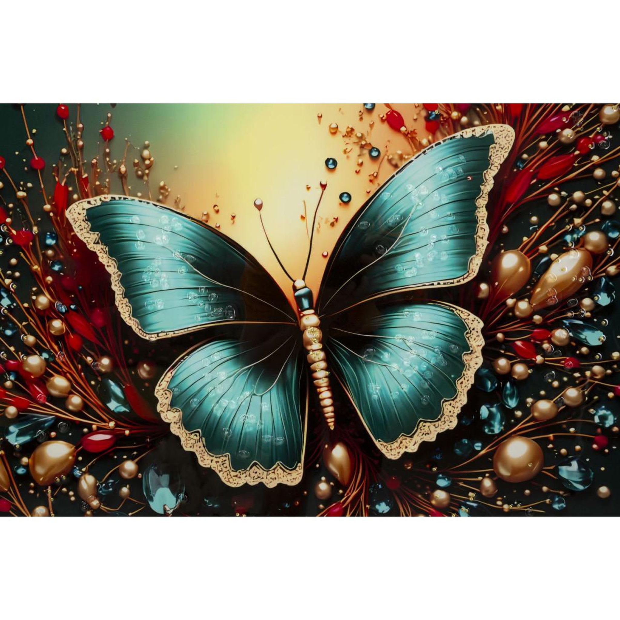 Voir la diapositive 3 : Paris Prix Tableau imprimé  butterfly ii  70x100cm multicolore