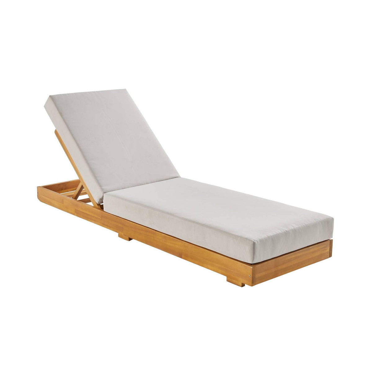 SWEEEK Bain de soleil DORINA en bois d'acacia avec coussin beige multi positions. housse en polyester. 198 x 62 x 12 cm