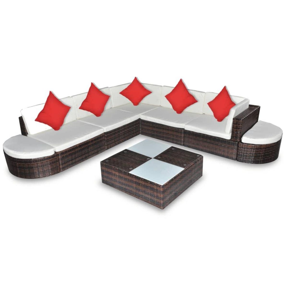 VIDAXL Salon de jardin 8 pcs avec coussins resine tressee marron