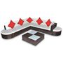 Voir la diapositive 2 : VIDAXL Salon de jardin 8 pcs avec coussins resine tressee marron