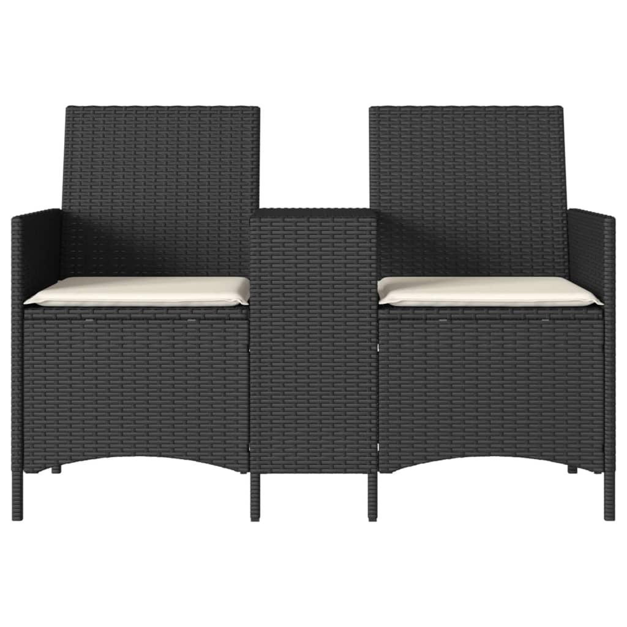 Voir la diapositive 4 : VIDAXL Canape de jardin 2 places avec table et coussins resine tressee
