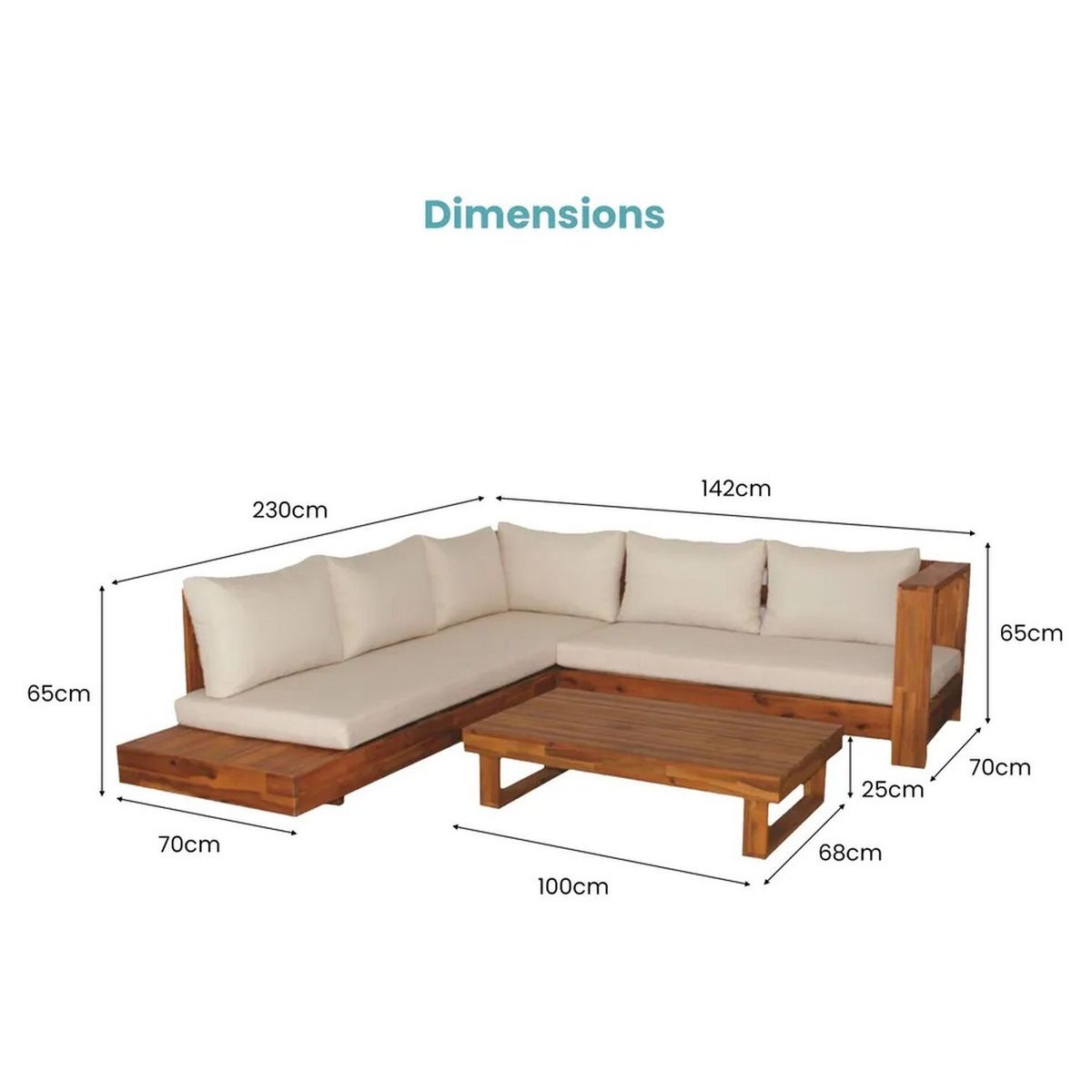 CIDDECO Salon bas de jardin en acacia FIDJI