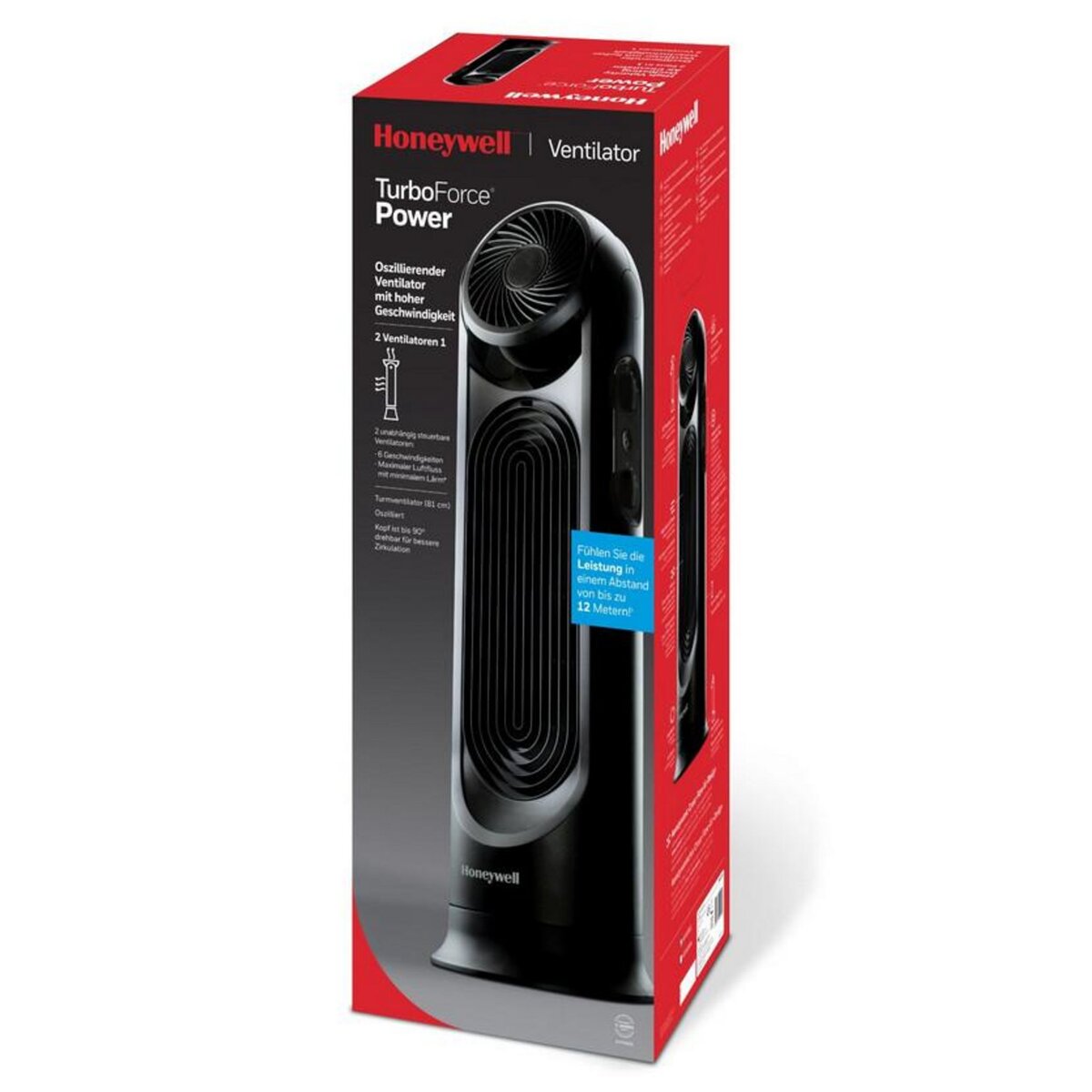 Honeywell Ventilateur colonne 81cm 58w 3 vitesses noir - hyf500e4