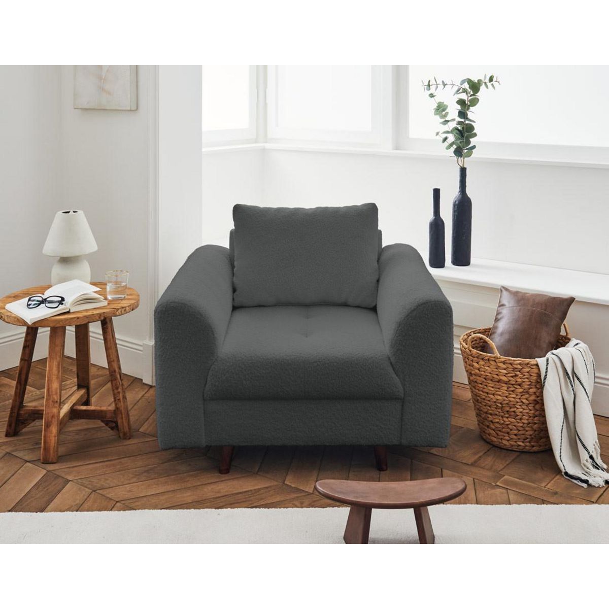 LISA DESIGN Rune - fauteuil - en tissu bouclette