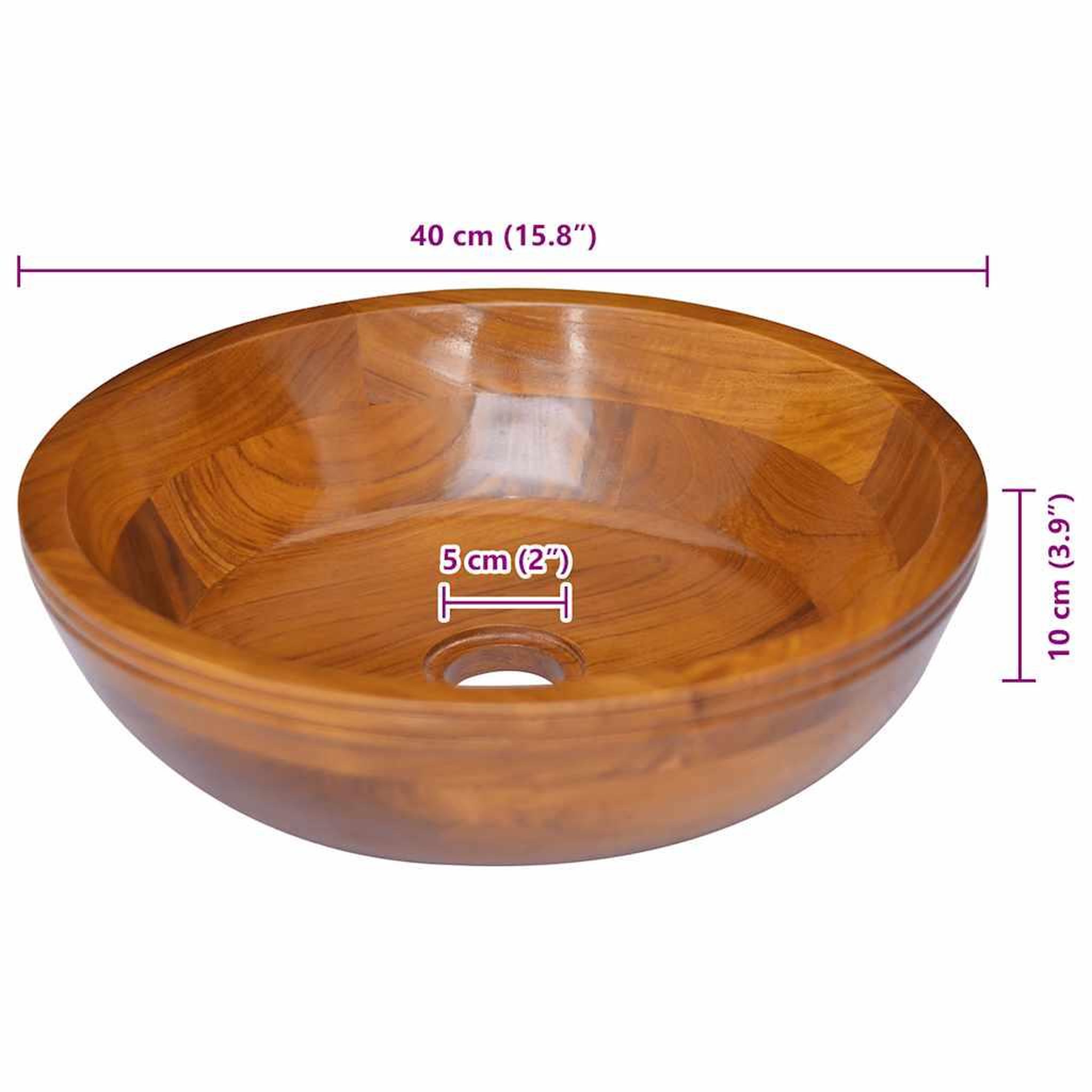 Voir la diapositive 6 : VIDAXL Lavabo Bois de teck massif Φ40x10 cm