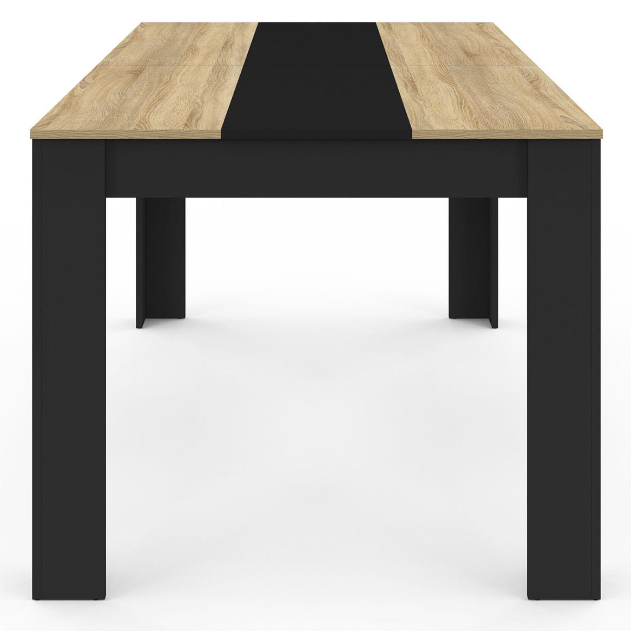 Voir la diapositive 5 : ID MARKET Table à manger rectangle georgia 8 personnes noire et imitation hêtre 160 x 80 cm