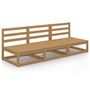 Voir la diapositive 2 : VIDAXL Canape a 3 places de jardin Marron miel Bois de pin solide