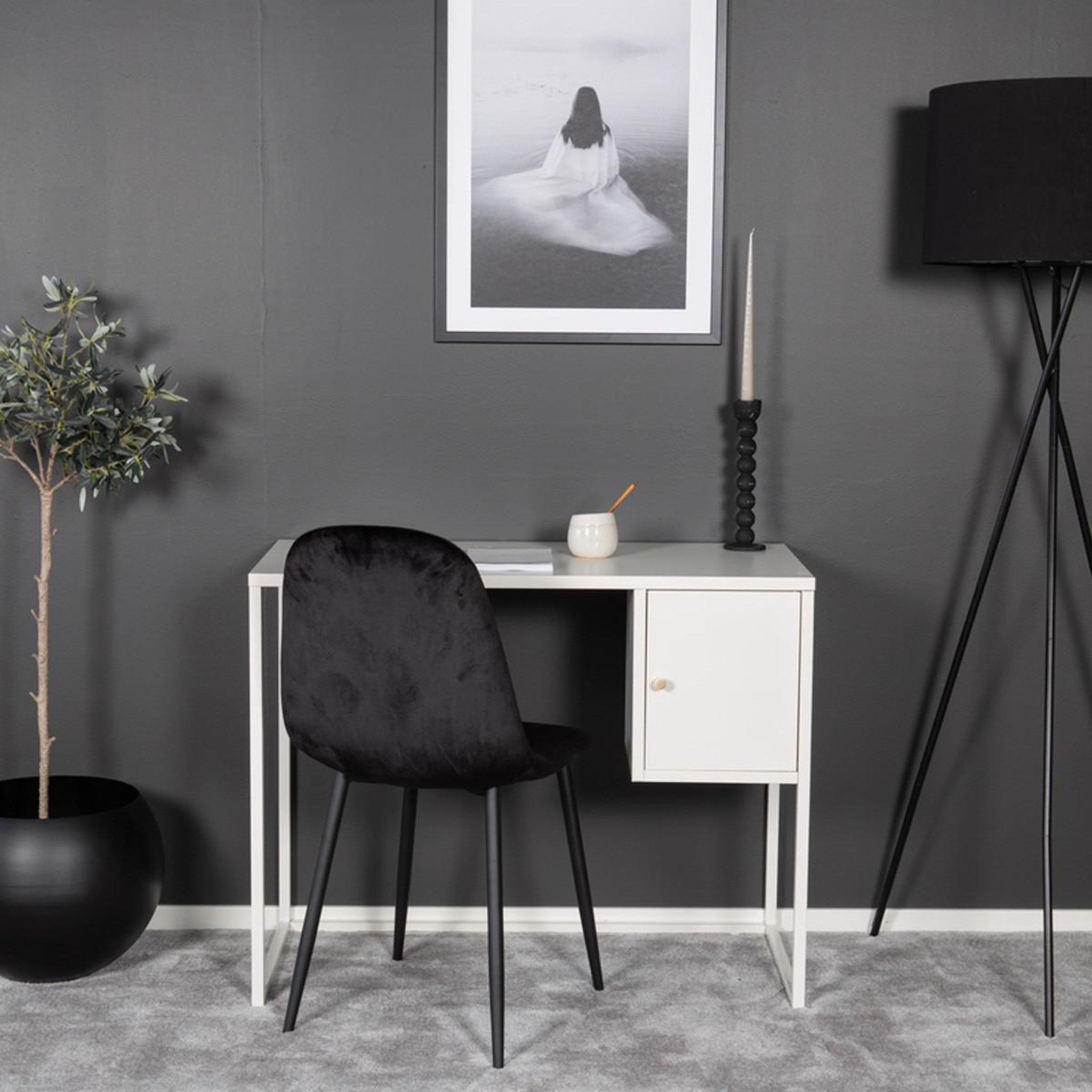 Voir la diapositive 4 : Paris Prix Bureau avec porte  bakal  95cm blanc