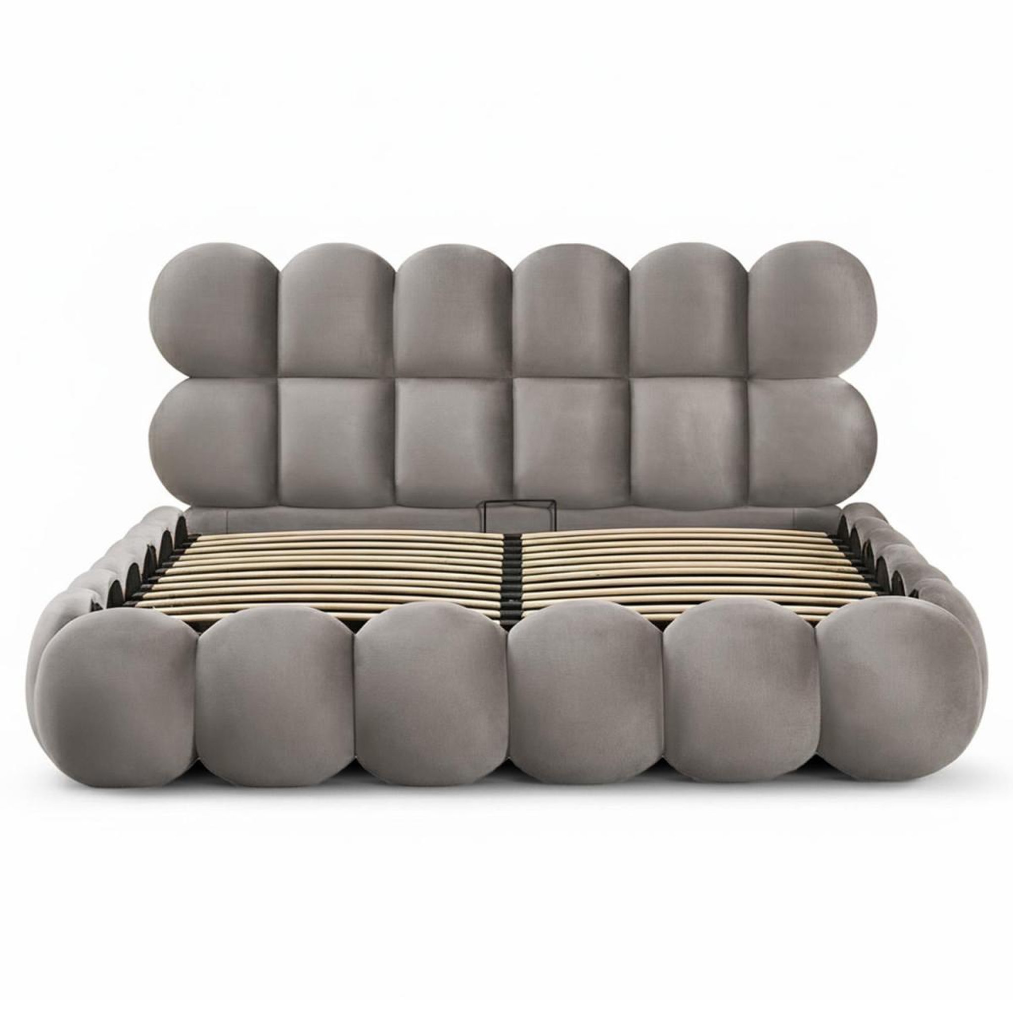 Voir la diapositive 2 : Paris Prix Lit coffre en velours  bubble  180x200cm gris