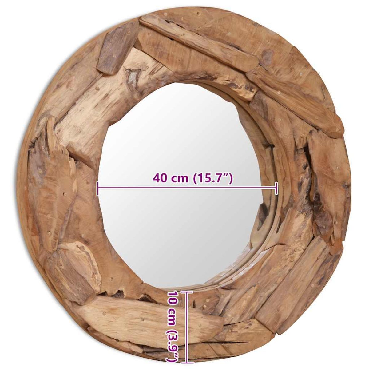 VIDAXL Miroir decoratif Teck 60 cm Rond