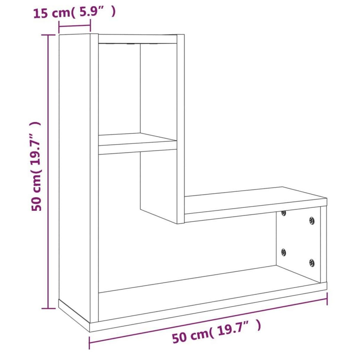 VIDAXL Etageres murales 2pcs Sonoma gris 50x15x50 cm Bois d'ingenierie