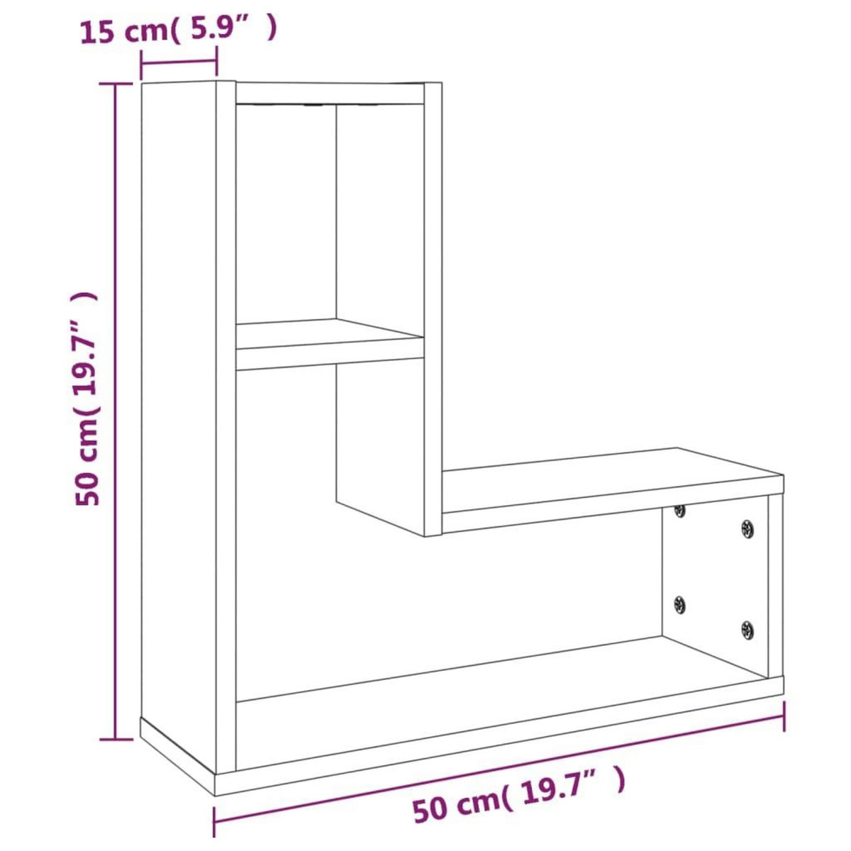 VIDAXL Etageres murales 2pcs Sonoma gris 50x15x50 cm Bois d'ingenierie