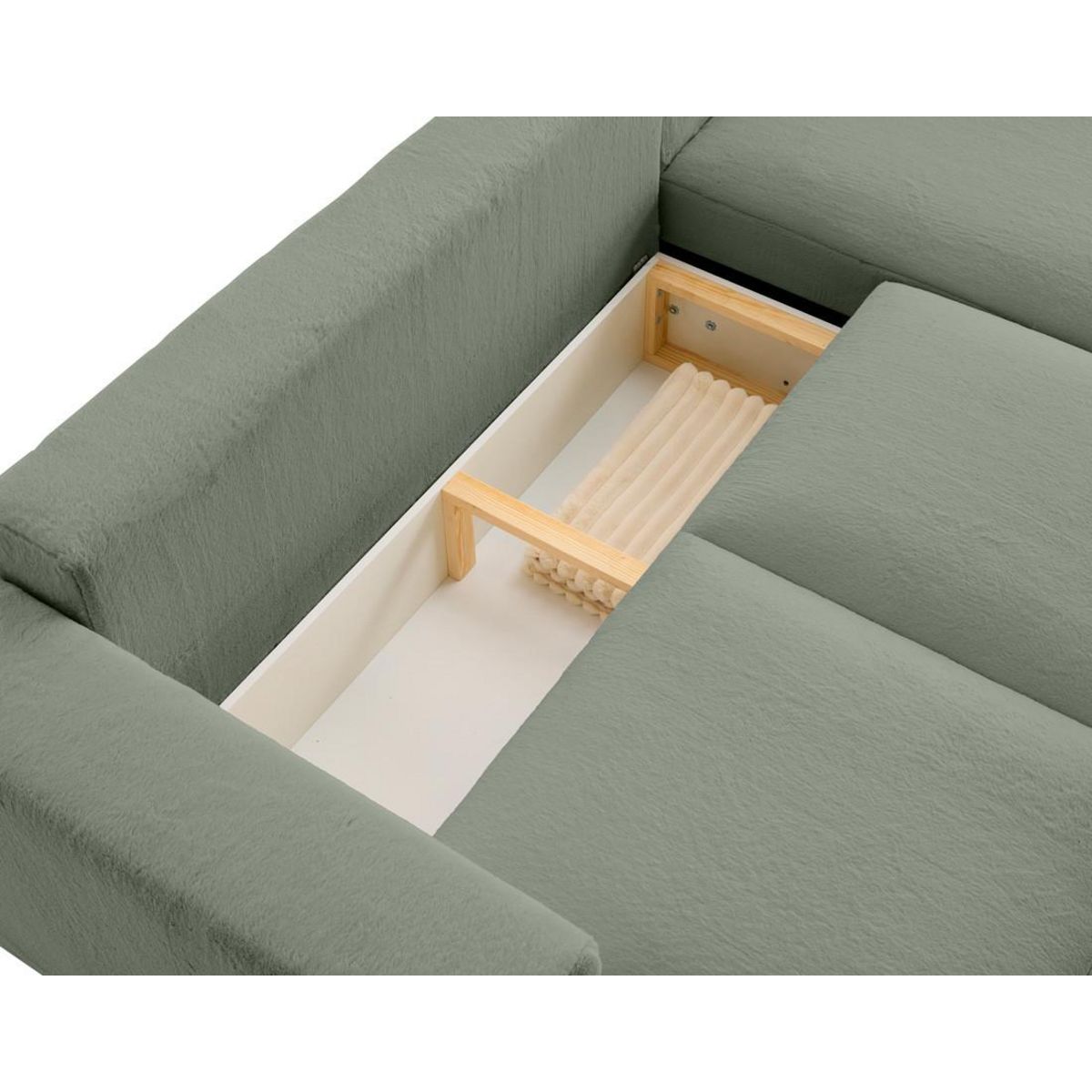 LISA DESIGN Livy - canapé d'angle réversible 4 places convertible avec coffre en fausse fourrure