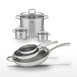 ELO Lot de 3 Poêles 24/28/32 cm & 3 Faitouts 14/16/26 cm Elo Relief Evolution