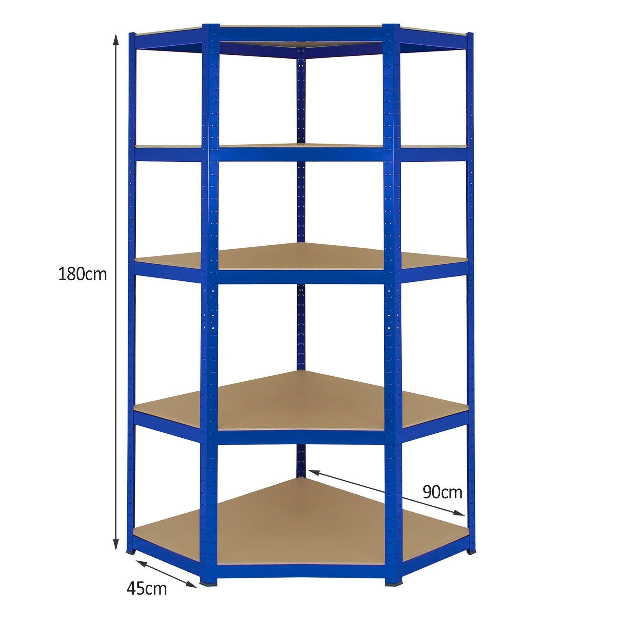 Voir la diapositive 4 : MONSTER RACKING 1 rayonnage d'angle t-rax en acier bleu 90cm x 45cm x 180cm