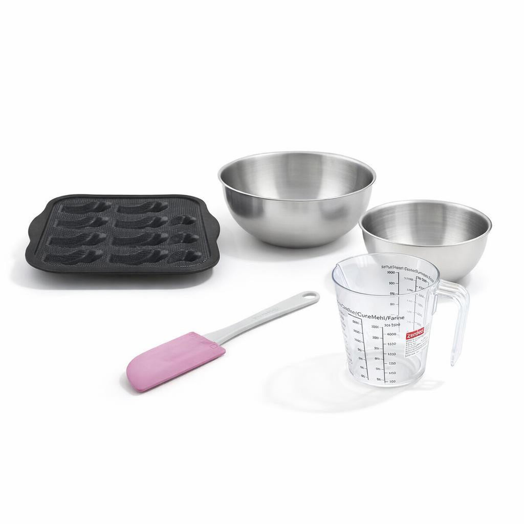 ZENKER Set de 5 ustensiles de pâtisserie moule à gâteaux 2 bols spatule et verre doseur silicone fibre de verre silicone fibre de verre zenker  silicone fibre de verre