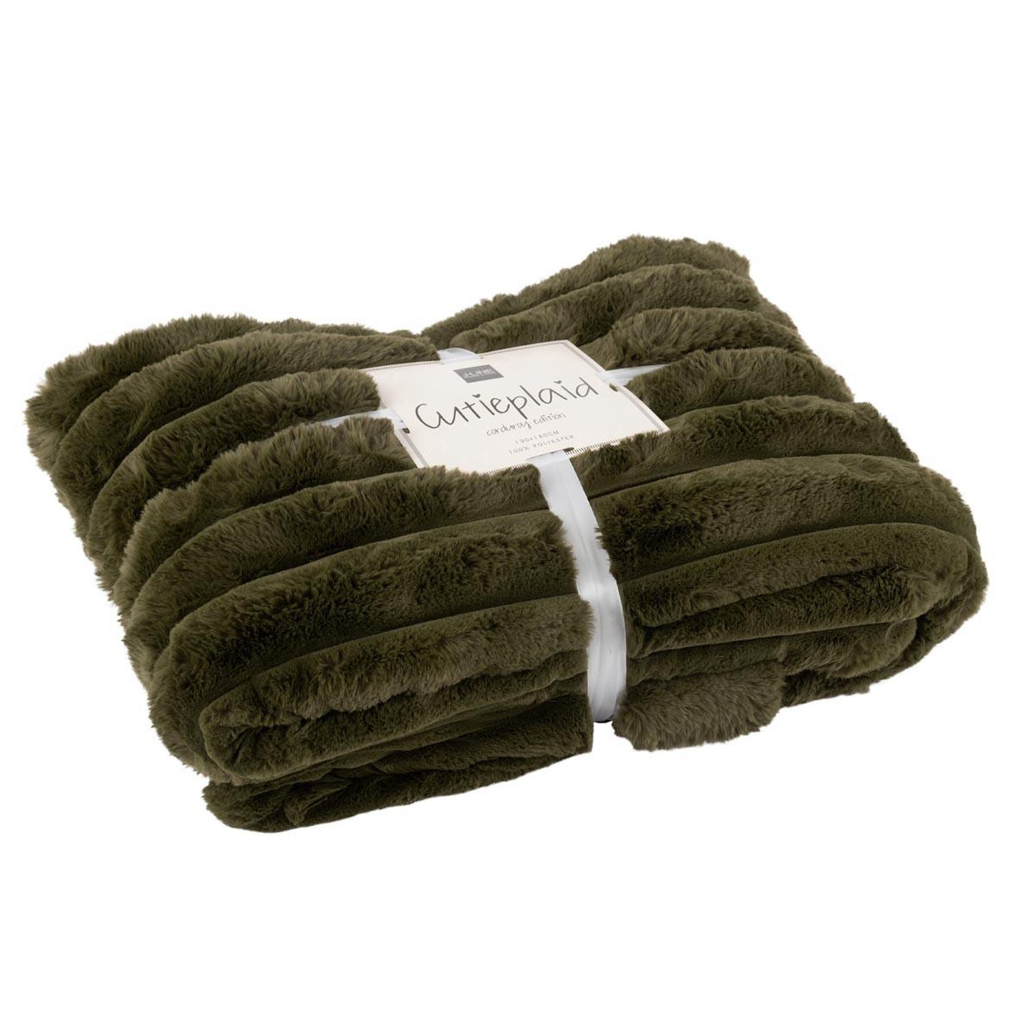 J-LINE Plaid design uni  corduroy  130x180cm vert foncé