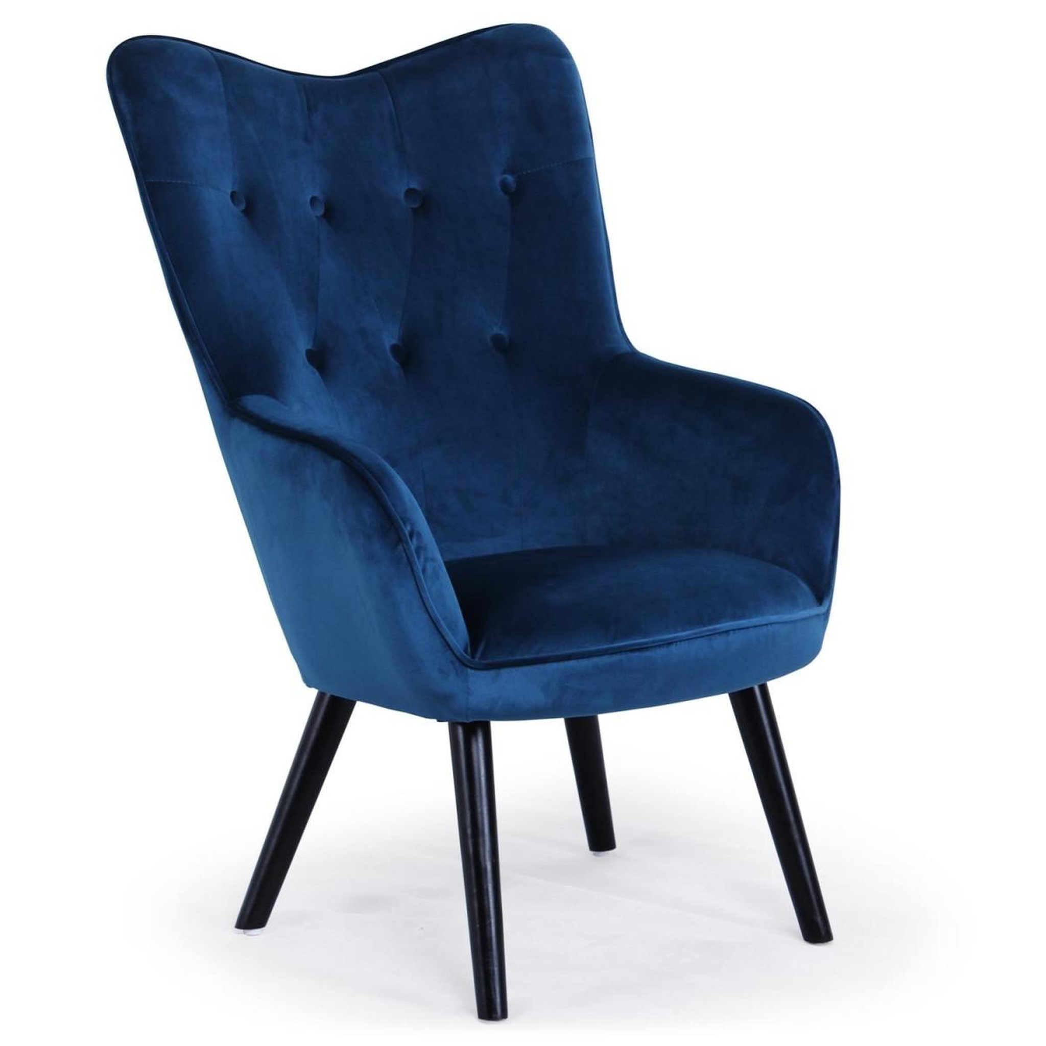 Voir la diapositive 1 : Paris Prix Fauteuil Scandinave Velours  Vianey  100cm Bleu