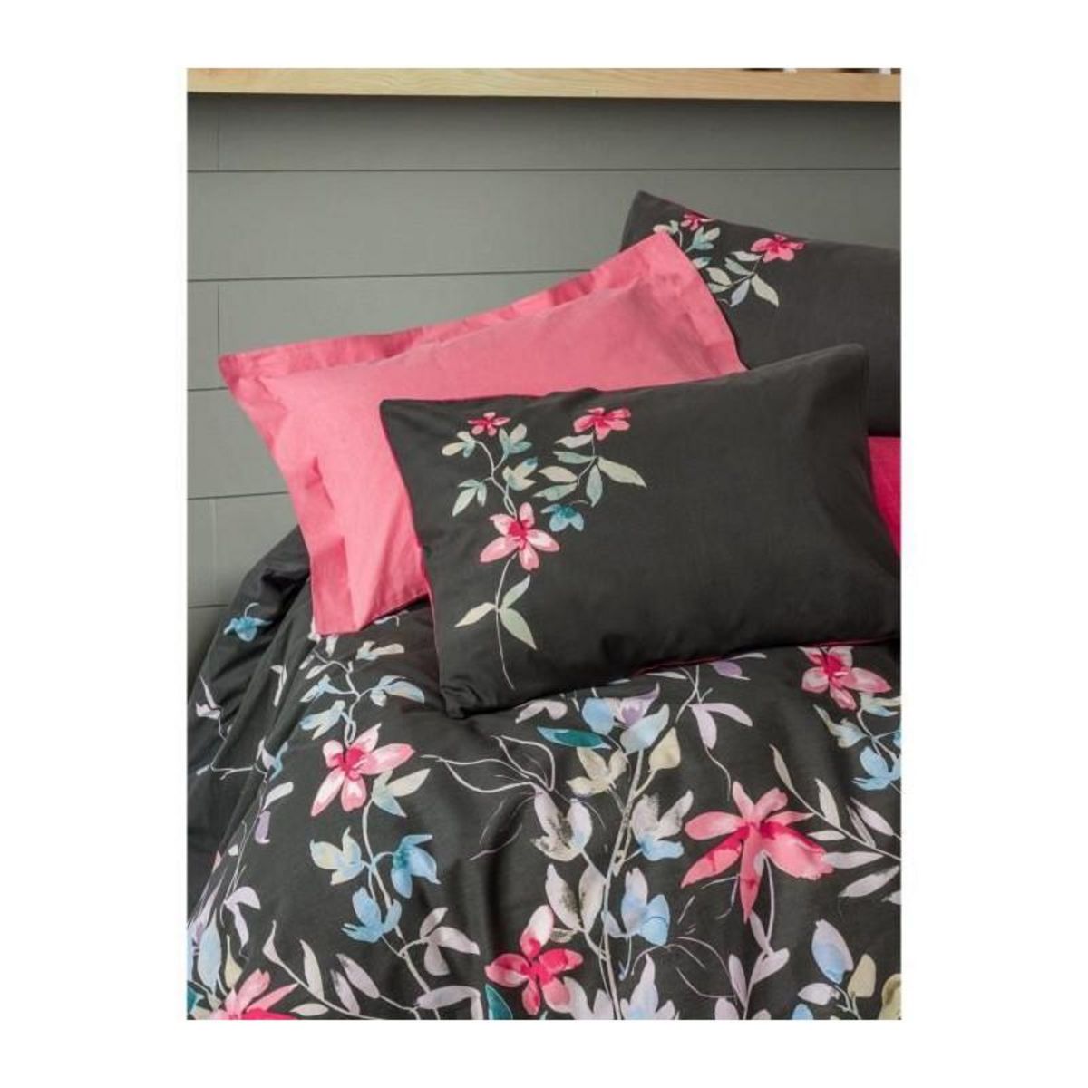 GENERIQUE Parure de lit - 129CTN64833 - 1 housse de couette 220 x 240 cm + 2 taies d'oreiller 60 x 60 cm - 100% coton ranforcé - Rose