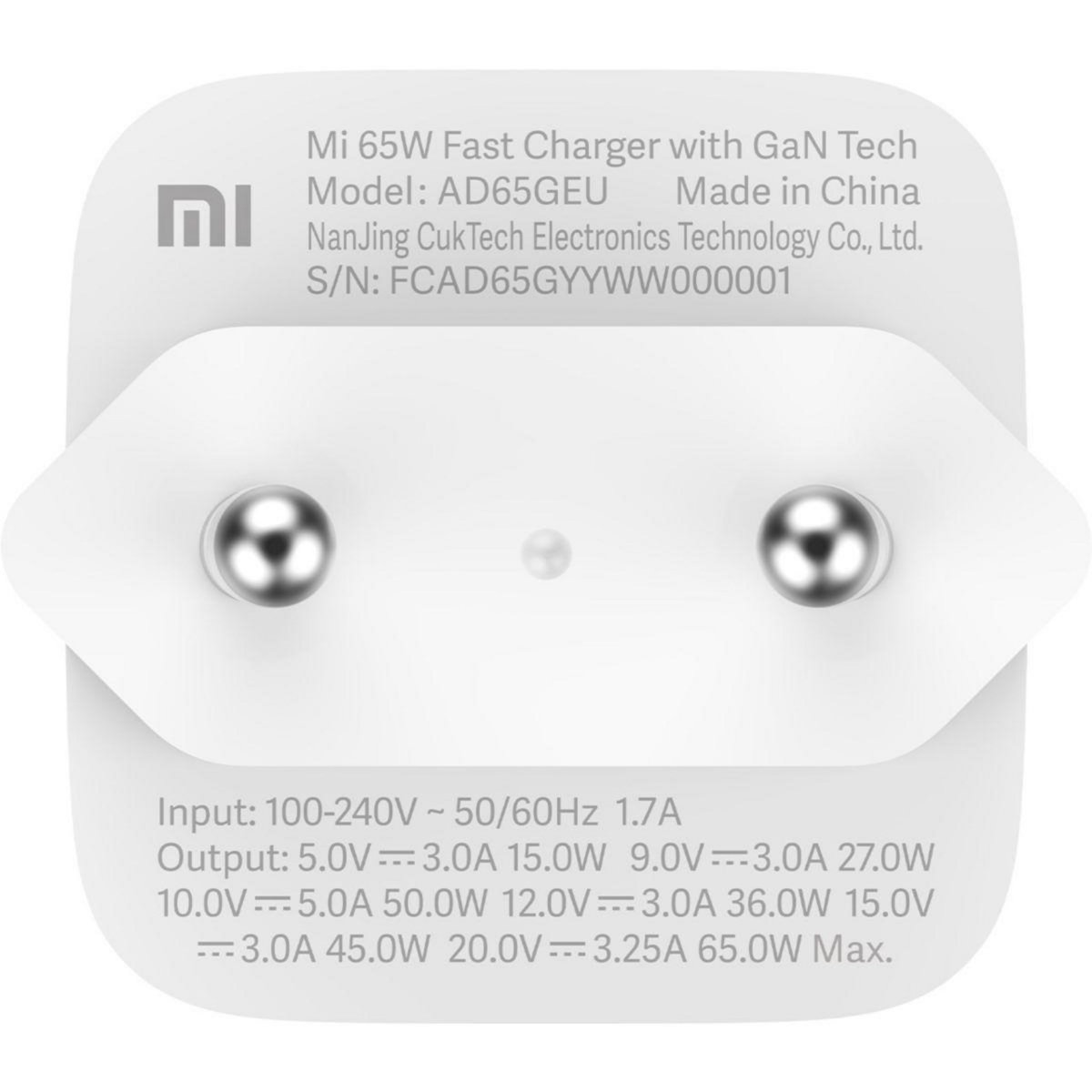 XIAOMI Chargeur USB C Mi 65W charge rapide