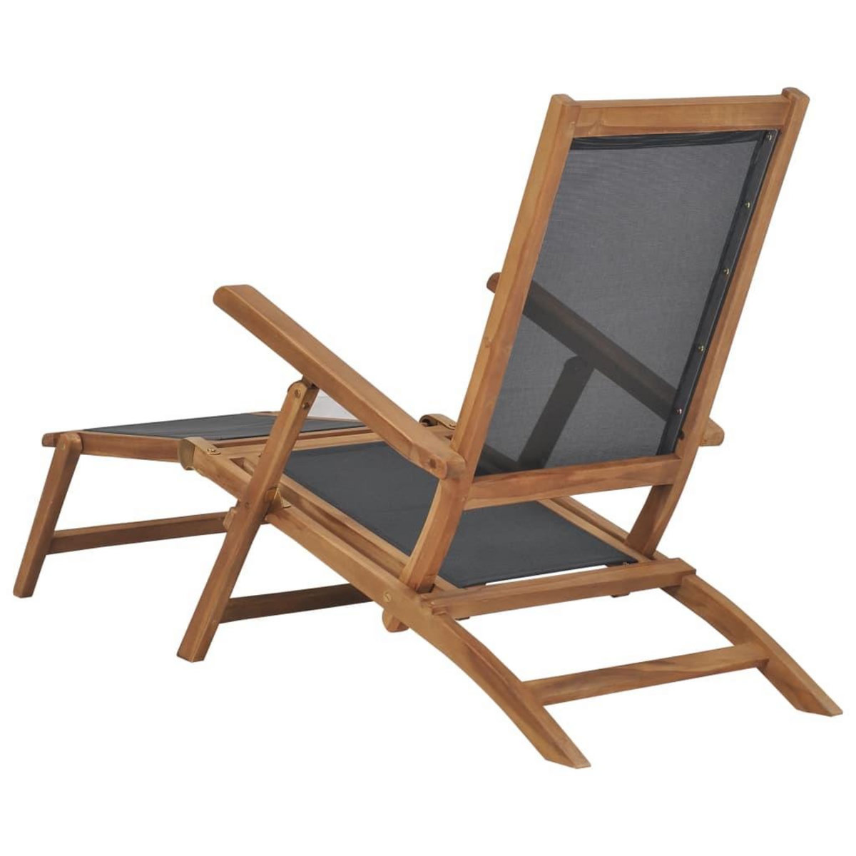 VIDAXL Chaise de terrasse avec repose-pied Bois de teck solide Noir