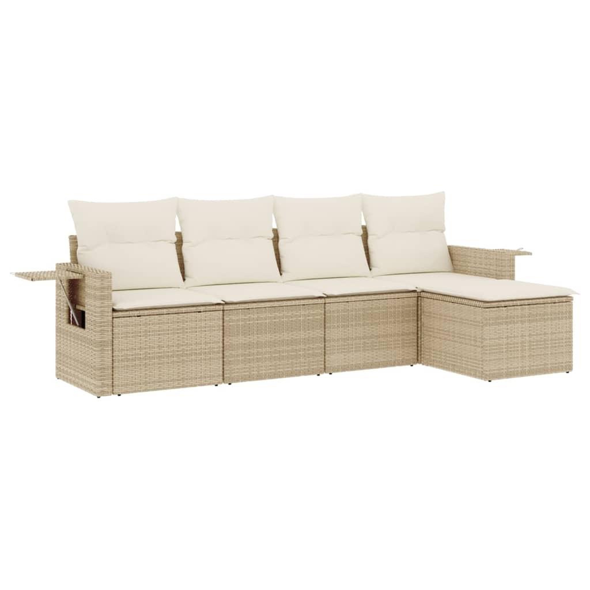 Voir la diapositive 2 : VIDAXL Salon de jardin avec coussins 5 pcs beige resine tressee