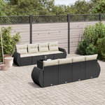 VIDAXL Salon de jardin 9 pcs avec coussins noir resine tressee
