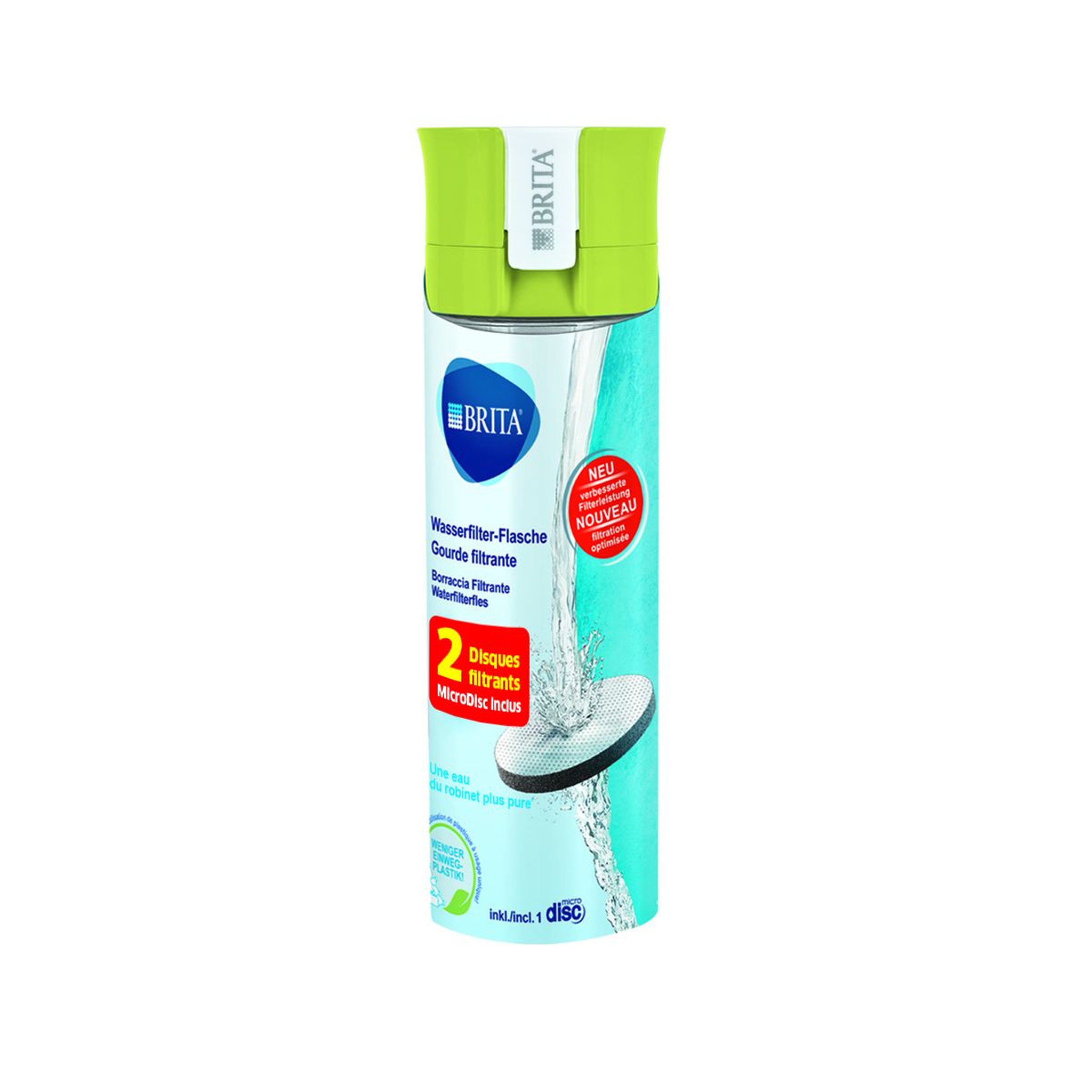 Voir la diapositive 2 : BRITA Gourde transparente lime + 2 microdiscs