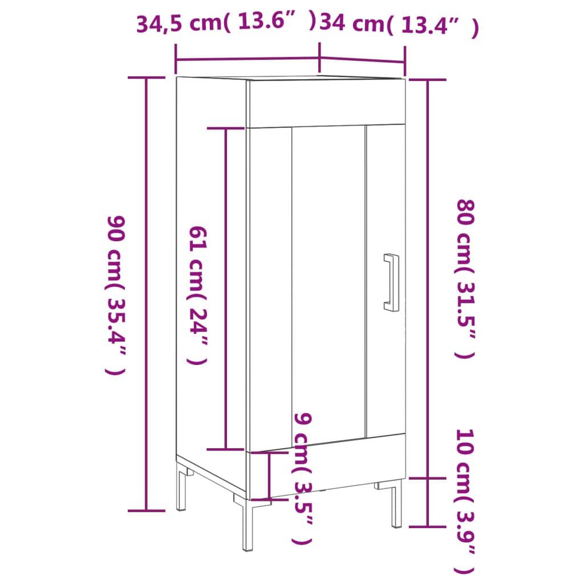 Voir la diapositive 6 : VIDAXL Buffet Blanc brillant 34,5x34x90 cm Bois d'ingenierie