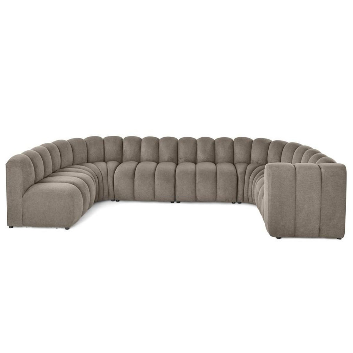 LISA DESIGN Debbie - canapé modulable panoramique d'angle gauche 7 places en tissu texturé