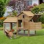 Voir la diapositive 2 : PAWHUT Petit poulailler cottage cage à poules sur pied dim. 151L x 54l x 87H cm multi-équipement bois massif de pin