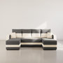 Voir la diapositive 6 : BEST MOBILIER Harvey - canapé panoramique en u 7 places convertible avec coffre en tissu bicolore