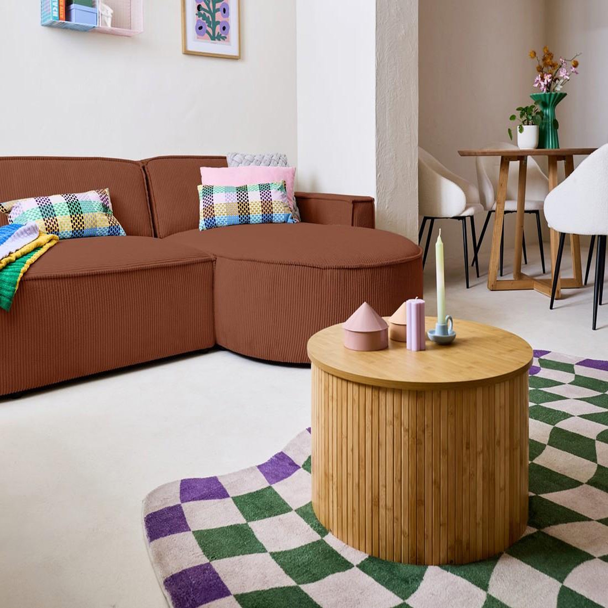 Voir la diapositive 2 : LISA DESIGN Spiaggia - canapé d'angle droit - forme arrondie - 4 places - en velours côtelé
