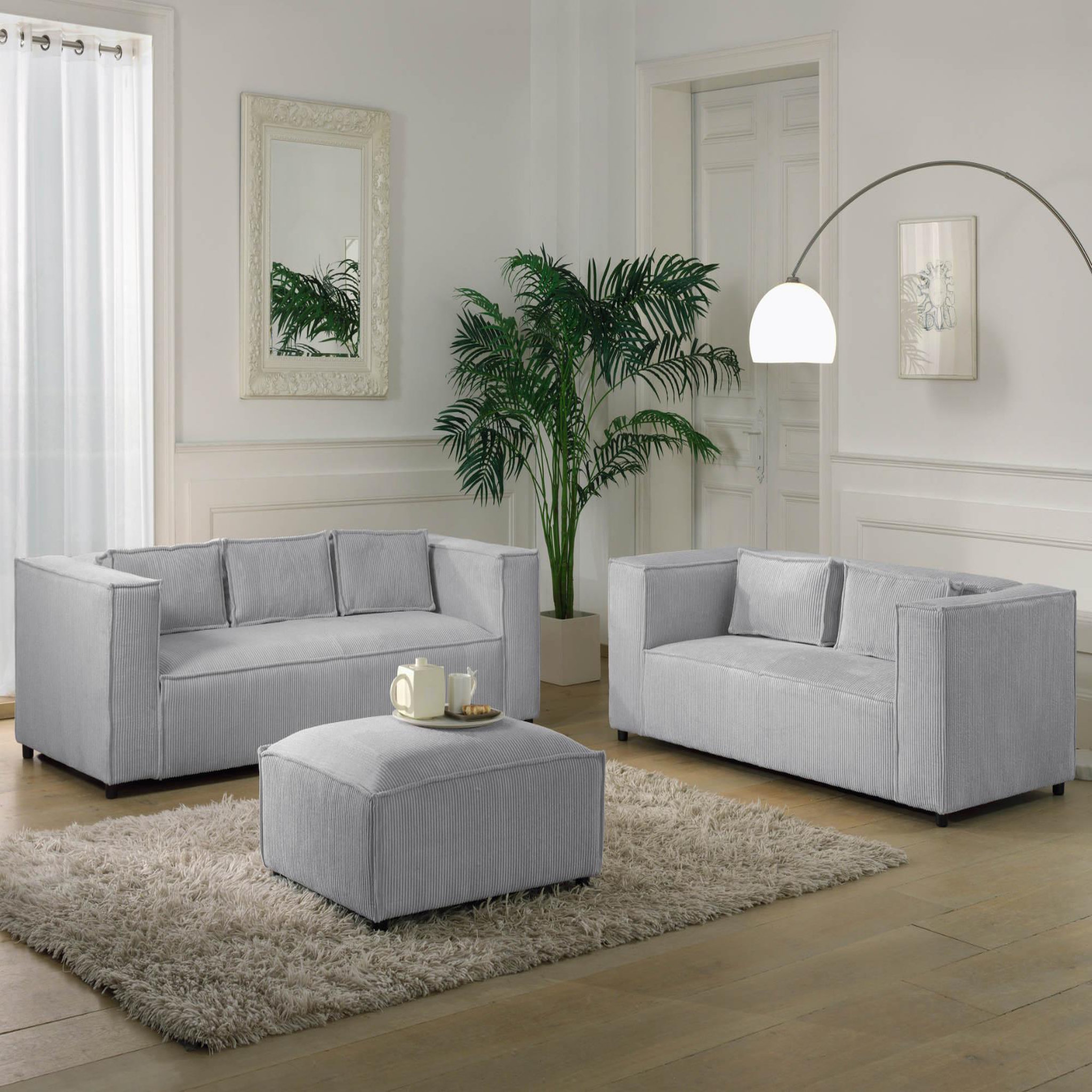 Voir la diapositive 4 : LISA DESIGN Stella - canapé fixe 3 places - en velours côtelé - style contemporain