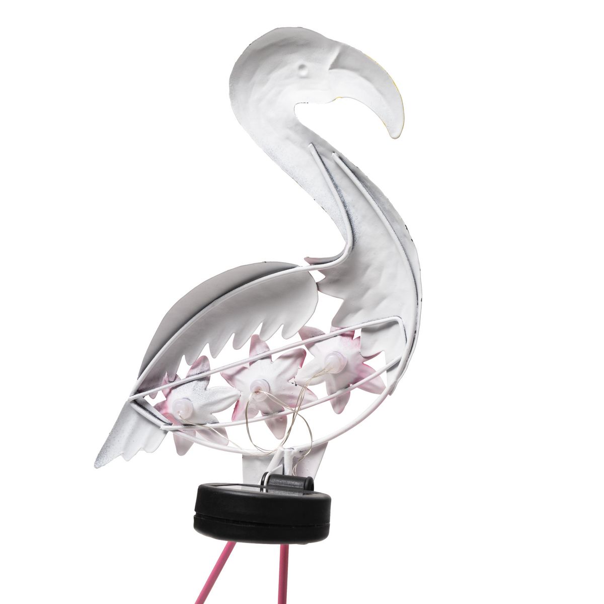  Flamant rose solaire 3 LED blanches