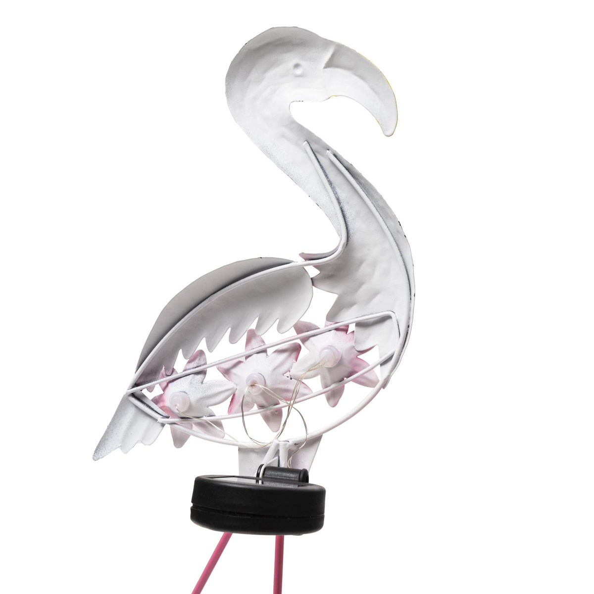 Flamant rose solaire 3 LED blanches