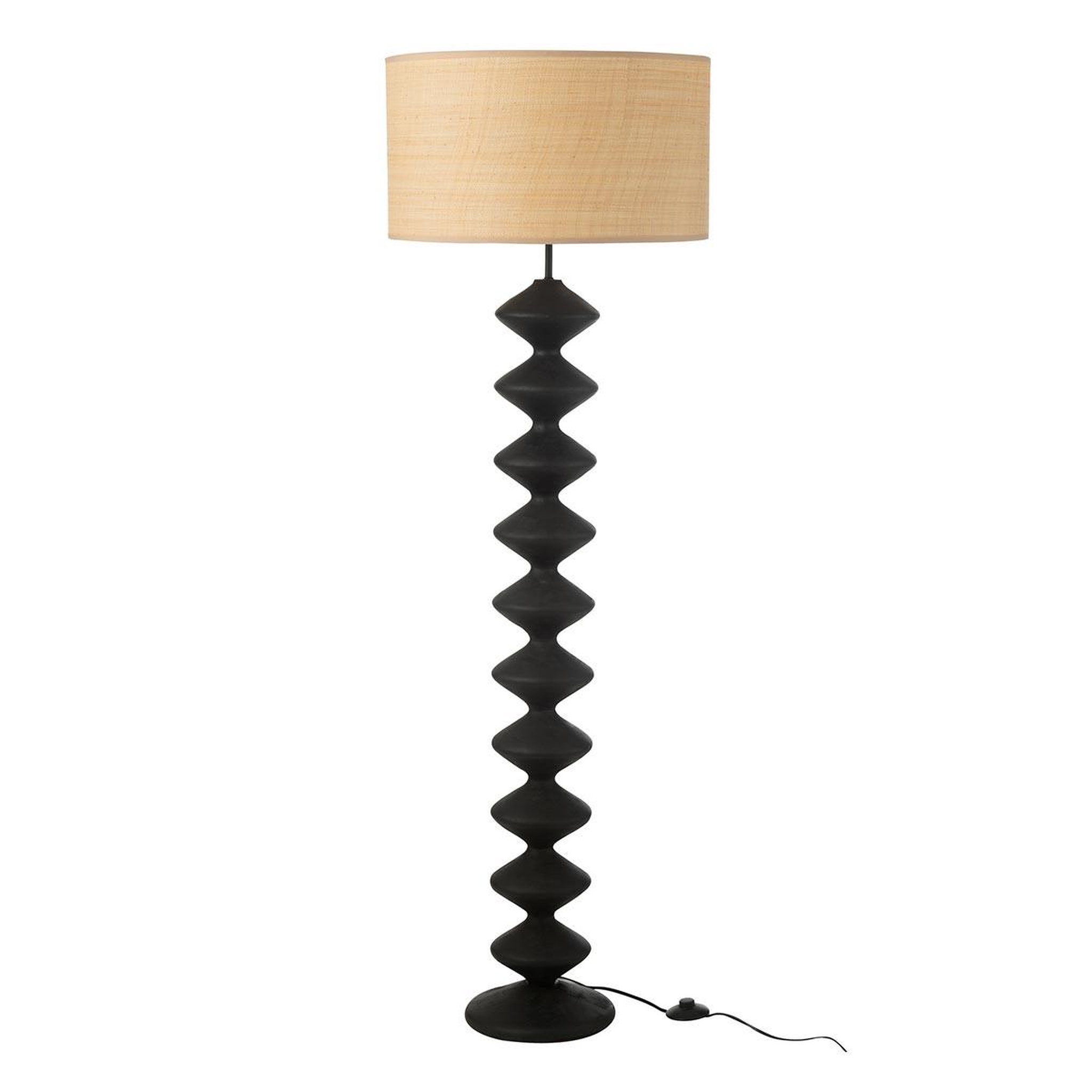 J-LINE Lampadaire en bois  chenille  156cm noir